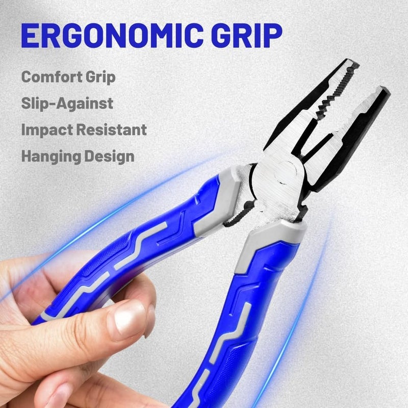 vomex 8-inch Linemans Pliers - High Leverage,Cr-Ni Side Cutters for Wire Cutting/Crimping,with Unique Non-Slip Jaws - Image 5